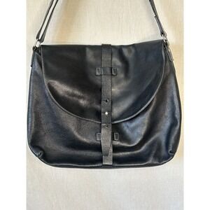 Kenneth Cole New York Black Leather Shoulder Bag Vintage Slouchy Purse